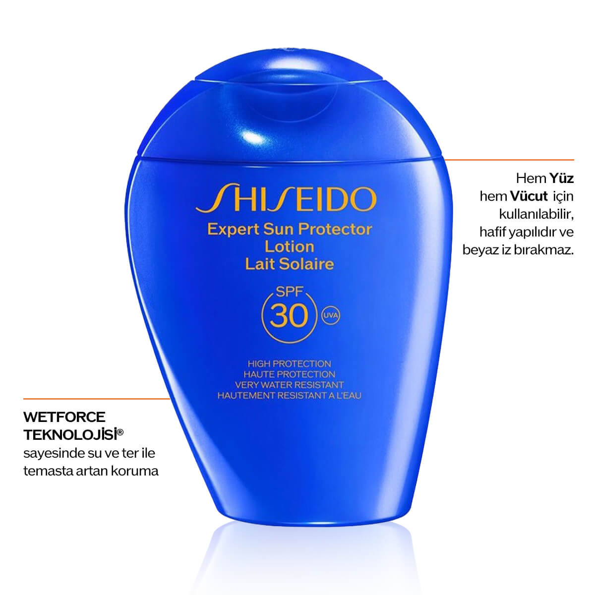 SHISEIDO - EXPERT SUN PROTECTOR LOTION SPF30 - %65 Cilt Bakımı İçerikli, Suya ve Isıya Dayanıklı Güneş Koruyucu Losyon